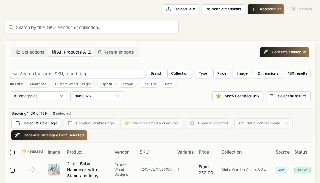 Selecting products in the product library